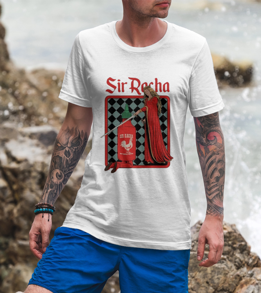 Sir Racha Hot Chilli Pepper Sauce Medieval Knight And Lady T-Shirt