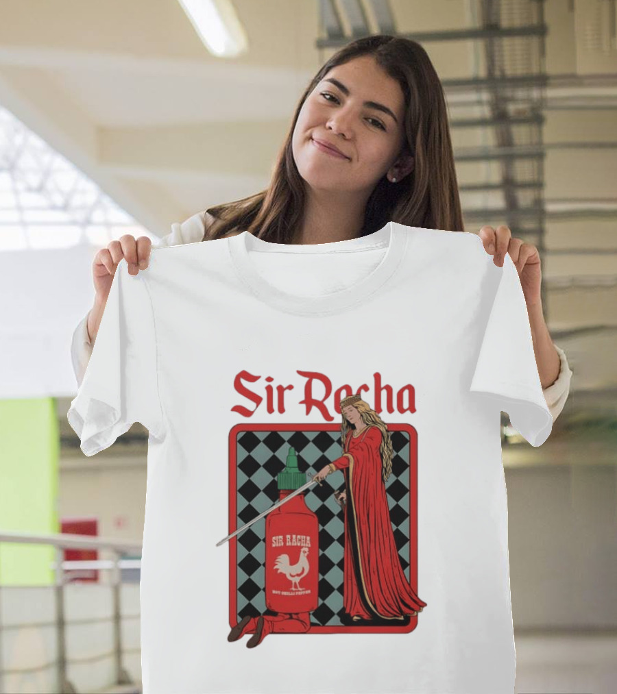 Sir Racha Hot Chilli Pepper Sauce Medieval Knight And Lady T-Shirt
