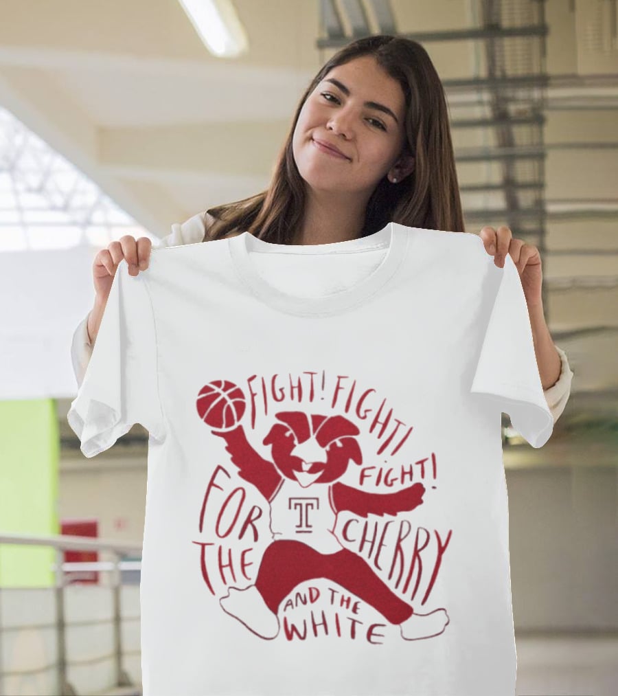 Temple Owls Mascot Fight For The Cherry And The White T-Shirt
