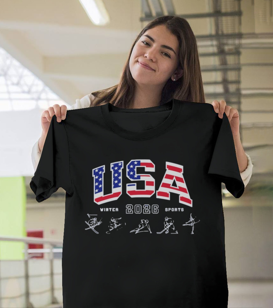 USA Winter Sports 2026 Winter Skating Skiing T-Shirt