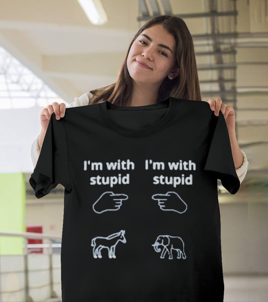 I'm With Stupid Donkey Elephant Political Humor T-Shirt