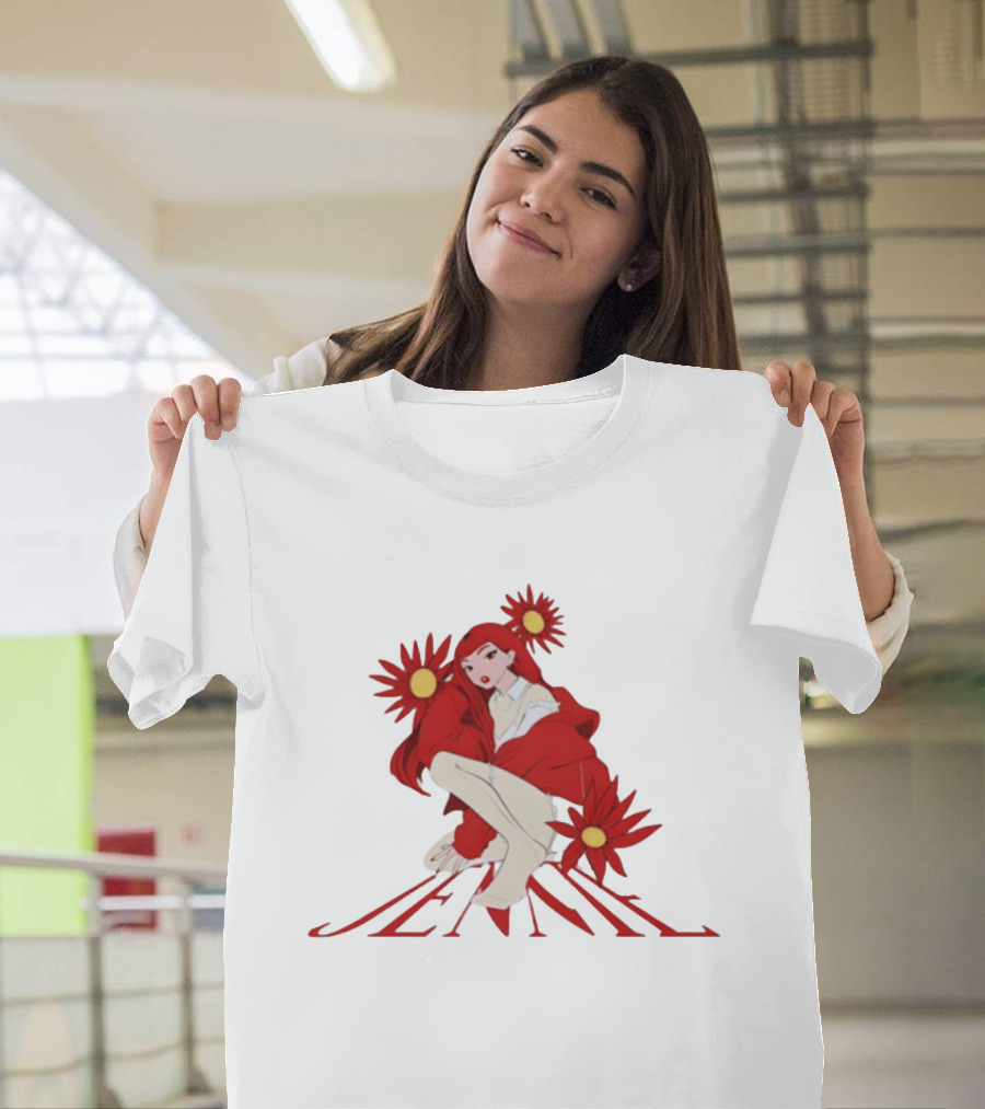 Back To School Anime Jennie Red Flowers Vintage Aesthetic T-Shirt