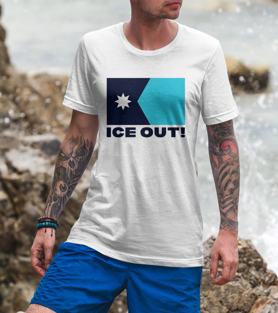 Ice Out Minnesota Star Flag T-Shirt