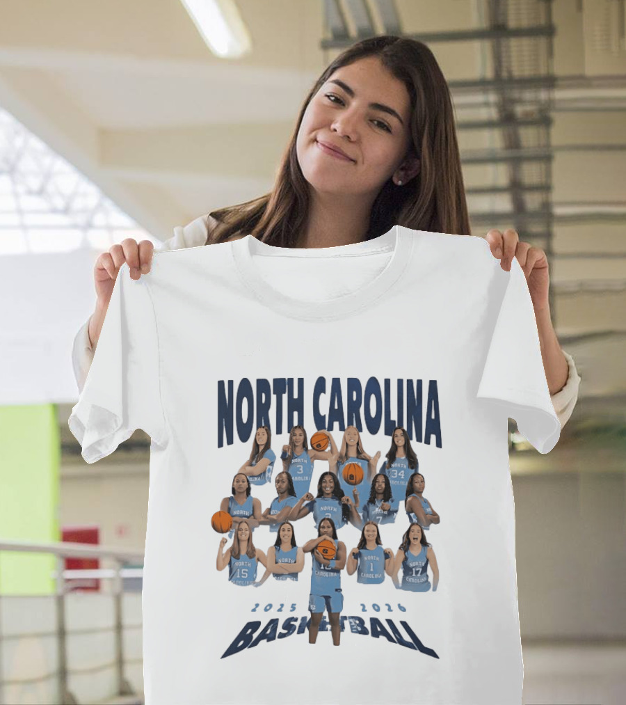North Carolina Tar Heels Basketball 2025 2026 Team Players T-Shirt
