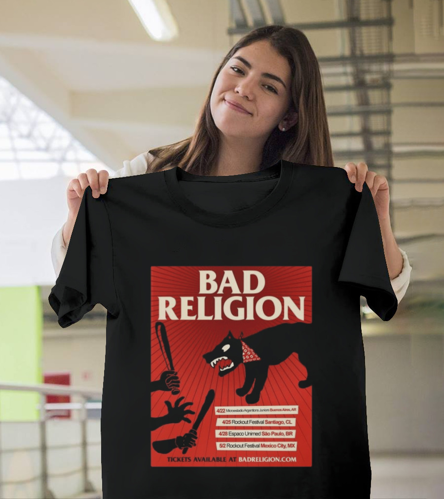 Bad Religion Tour 2026 Latin America Dates Buenos Aires Santiago São Paulo Mexico City T-Shirt