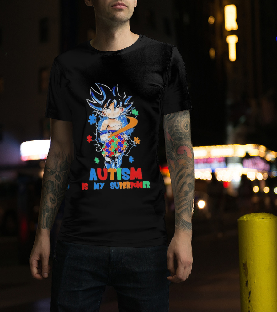 Dragon Ball Son Goku Autism Is My Superpower Puzzle Piece T-Shirt