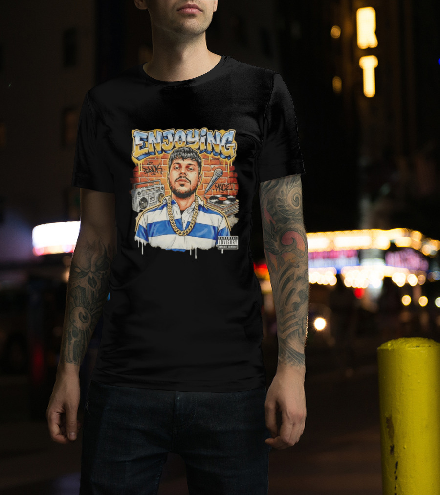 Enjoying Parental Advisory Explicit Content Hip Hop Street Art With Graffiti Brick Wall And Boombox T-Shirt