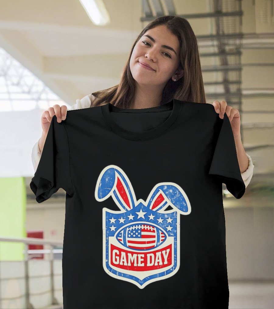 Easter Football Game Day American Bad Bunny Stars Stripes T-Shirt