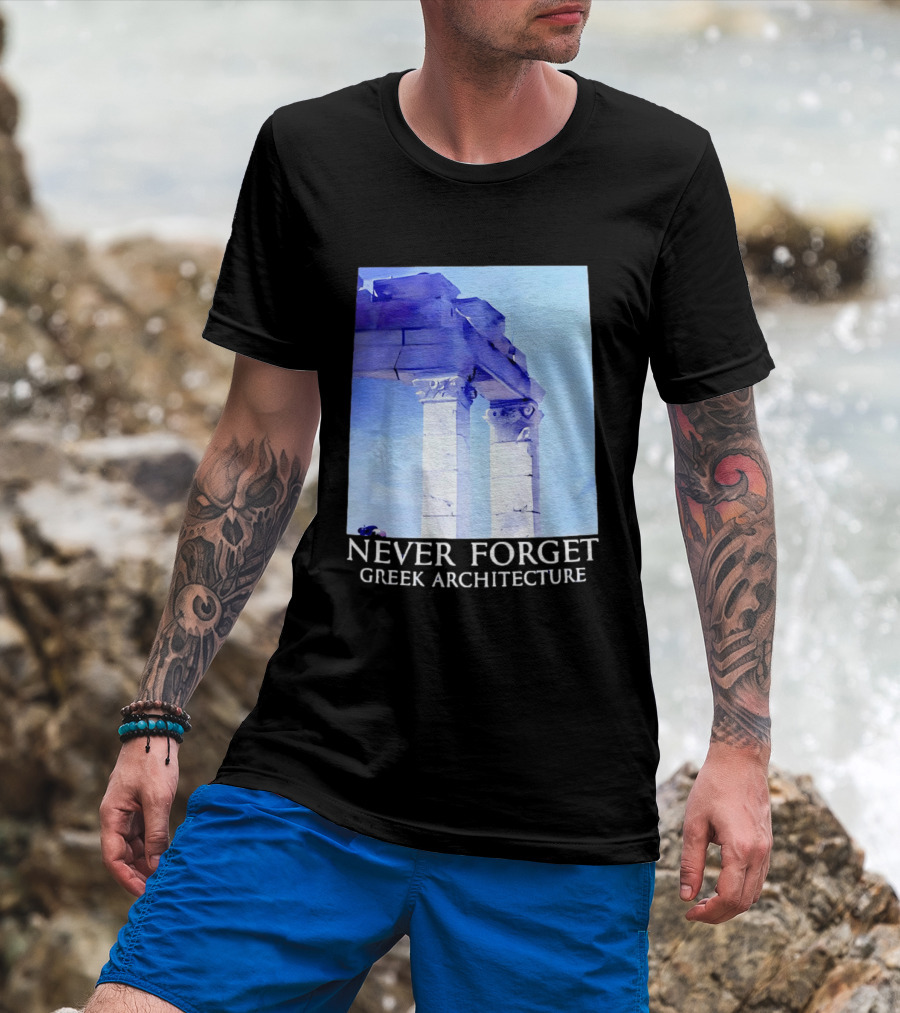 Never Forget Greek Architecture Two Columns T-Shirt