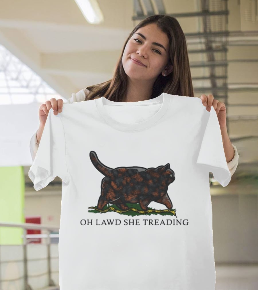 Oh Lawd She Treading Black Cat Walking On Snake T-Shirt