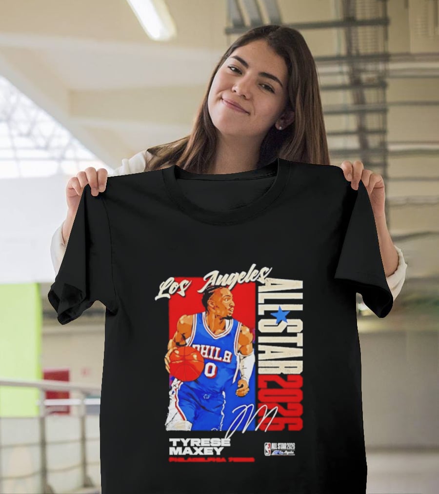 Los Angeles All Star 2026 Tyrese Maxey Philadelphia 76ers NBA Player T-Shirt