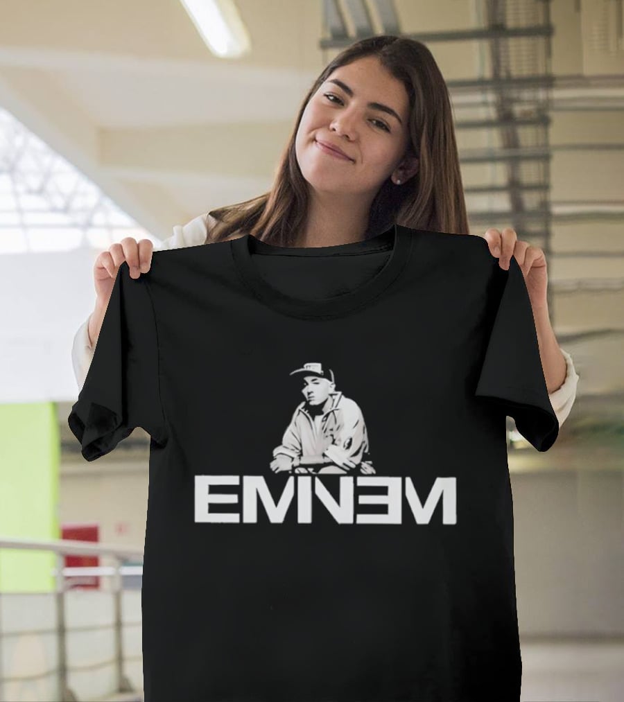 Eminem Classic Sitting Pose With White T-Shirt