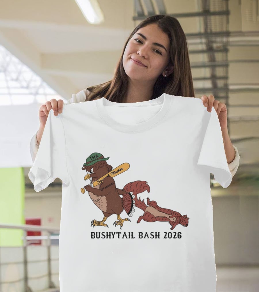 Bushytail Bash 2026 THA Squirrel Masher Owl Baseball T-Shirt