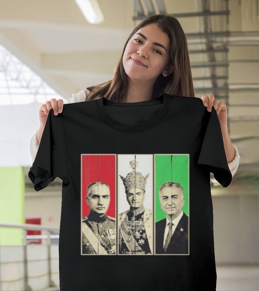 Pahlavi Dynasty Generations Reza Shah Mohammad Reza Iran Flag T-Shirt