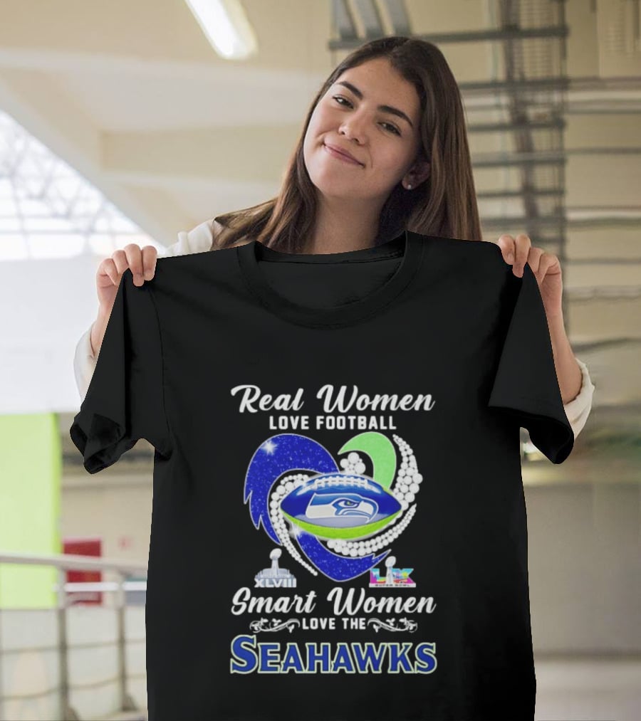 Real Women Love Football Smart Women Love The Seattle Seahawks Super Bowl XLVIII Champions T-Shirt