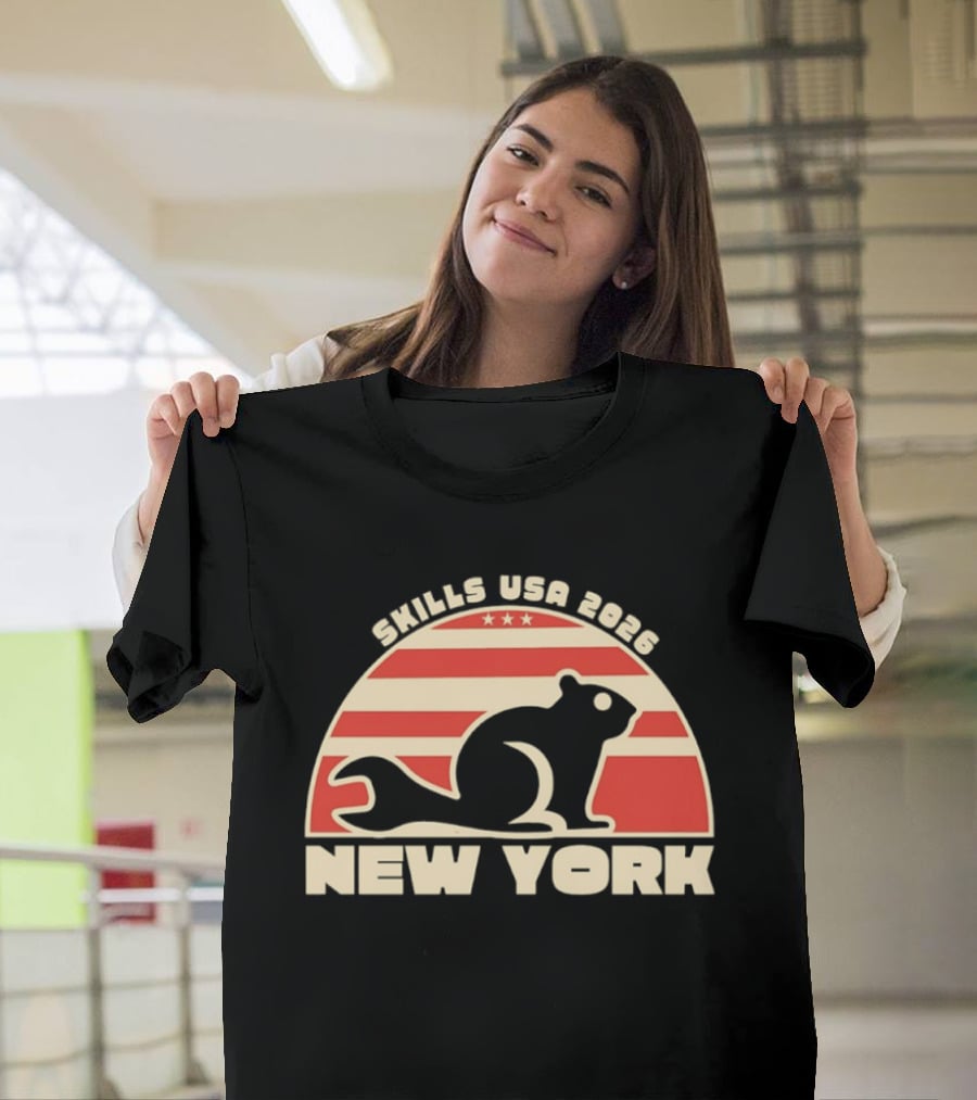 Skills USA 2026 New York Patriotic Beaver Flag T-Shirt