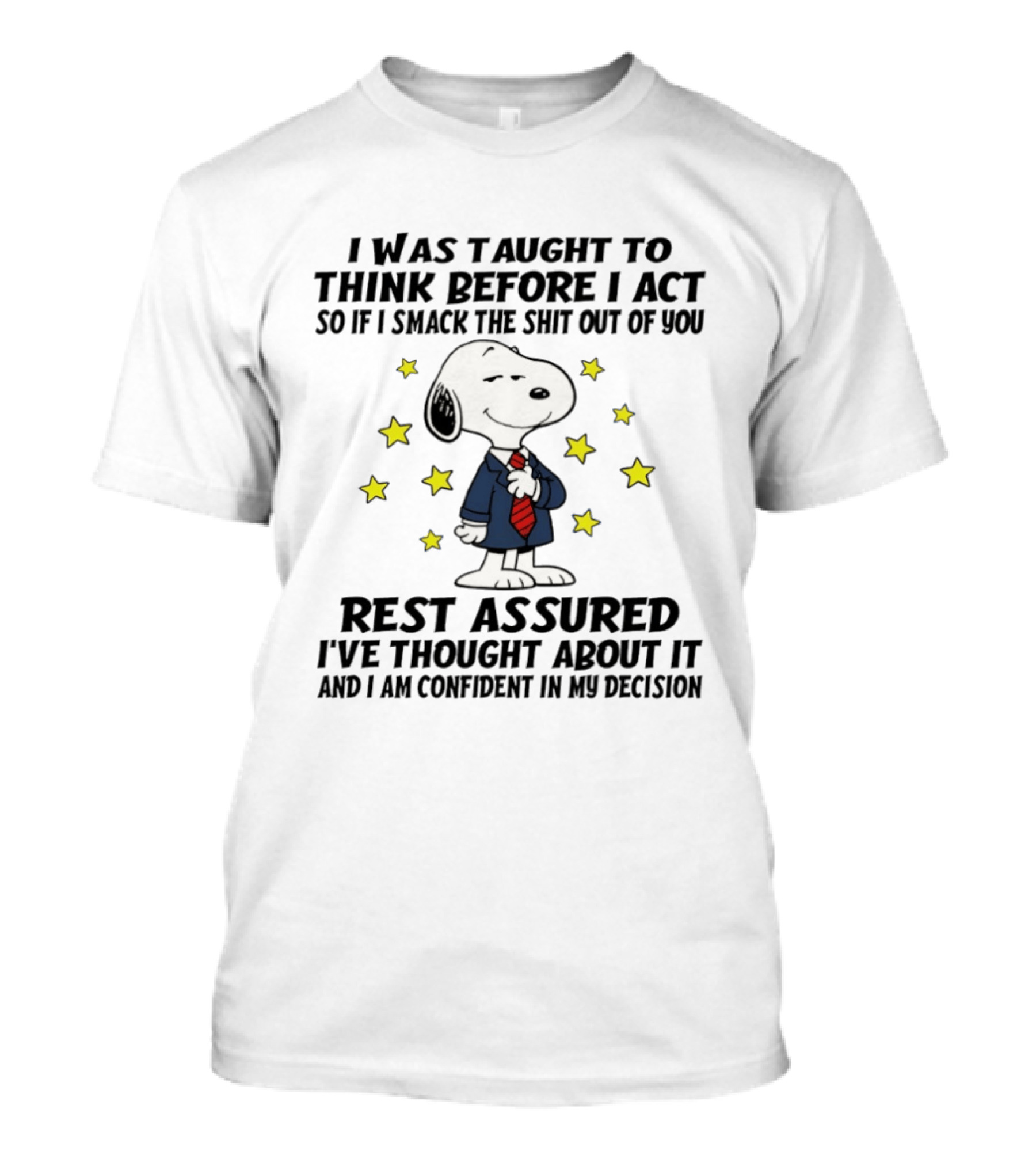 Snoopy Thinking Before Acting Humor T-Shirt