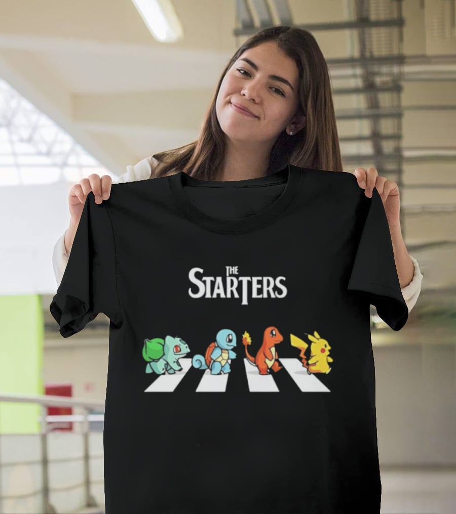 The Starters Pokemon Characters Walking Abbey Road T-Shirt
