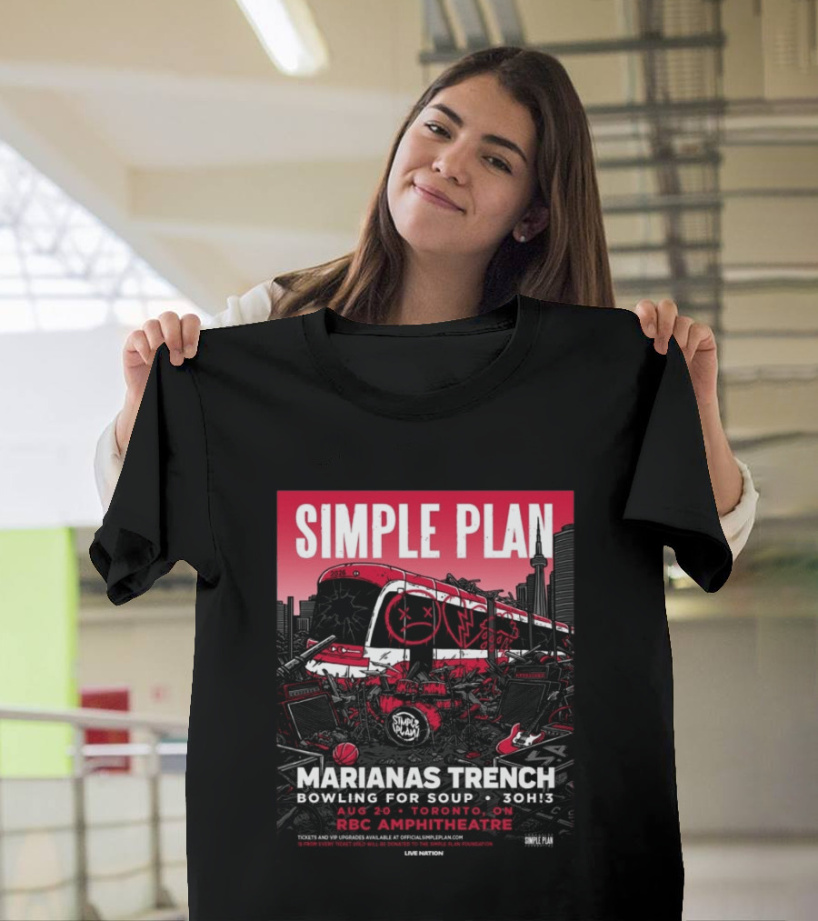 Simple Plan Marianas Trench Bowling For Soup 3OH!3 2026 Toronto RBC Amphitheatre August 20 T-Shirt