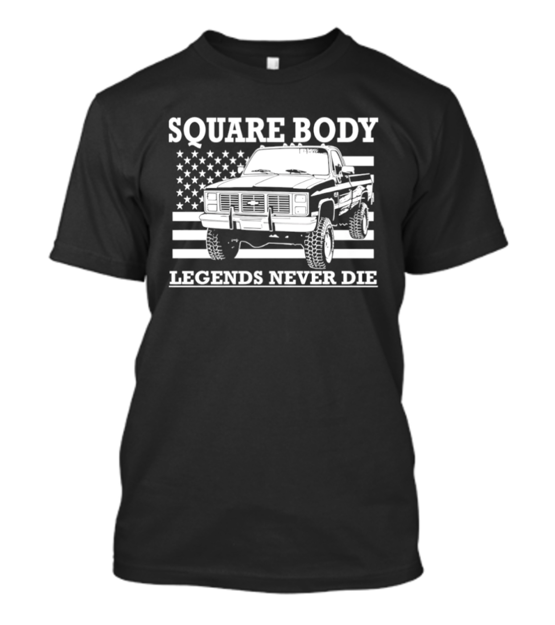 Square Body Legends Never Die American Flag Truck T-Shirt