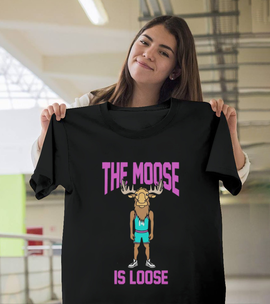 The Moose Is Loose Charlotte Hornets Basketball Player Cartoon T-Shirt