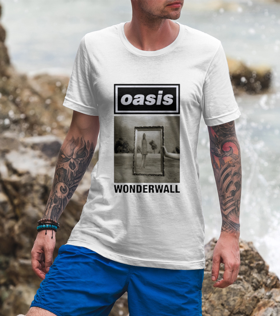 Oasis Wonderwall Surreal Mirror Reflection Image T-Shirt