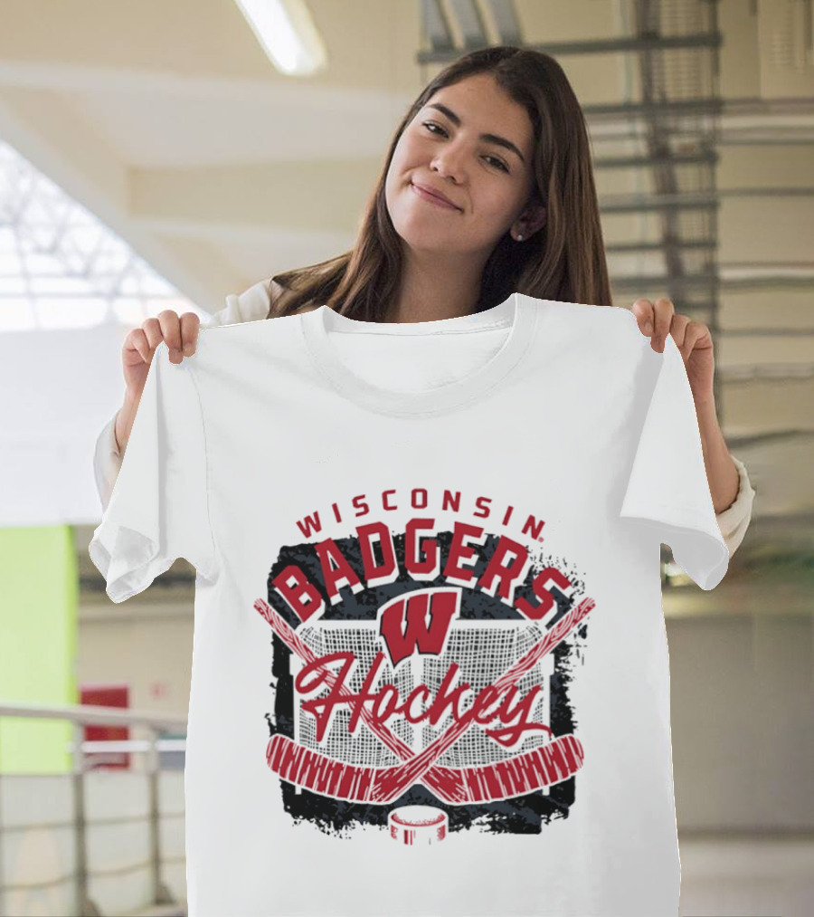 Wisconsin Badgers Hockey W Logo Hockey Sticks T-Shirt