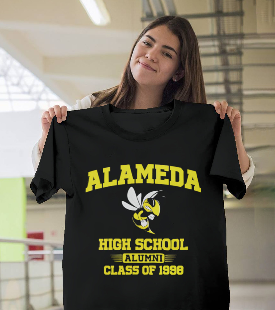 Alameda High School Alumni Class Of 1998 Hornet Yellow And White T-Shirt