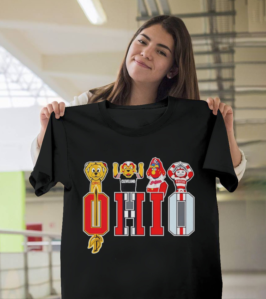 Ohio Sports Teams Cavaliers Browns Buckeyes Cardinals Logos T-Shirt
