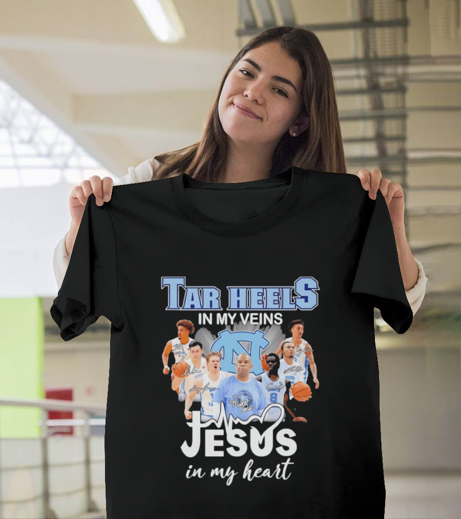 Tar Heels In My Veins Hubert Davis Jesus In My Heart T-Shirt