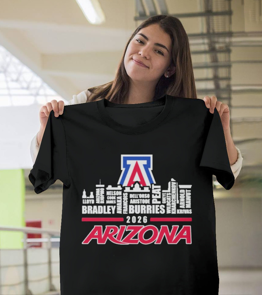 Arizona Wildcats 2026 City Names Bradley Burries Skyline T-Shirt