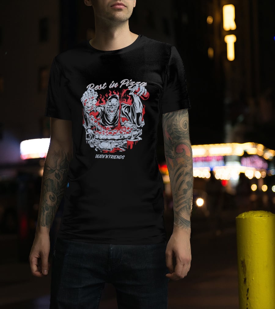 Rest In Pizza Death N Friends Pizza Party Fun T-Shirt