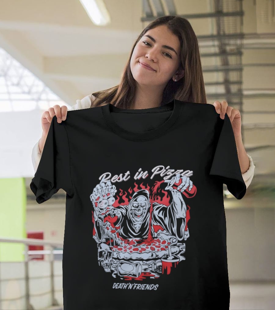 Rest In Pizza Death N Friends Pizza Party Fun T-Shirt
