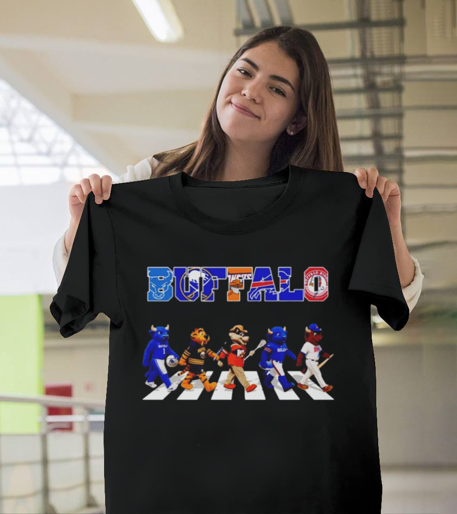 Buffalo Bills Sabres Bisons Mascots Abbey Road T-Shirt