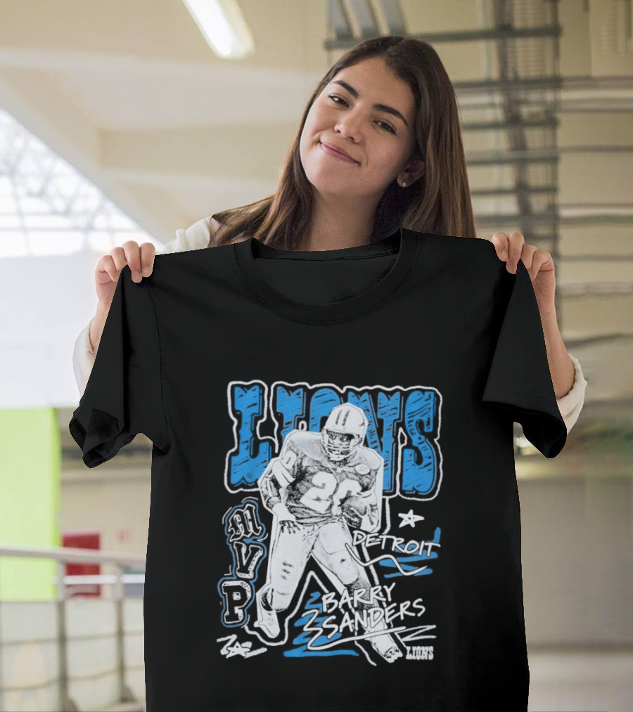 Detroit Lions MVP Barry Sanders Mitchell & Ness Chalked Up T-Shirt