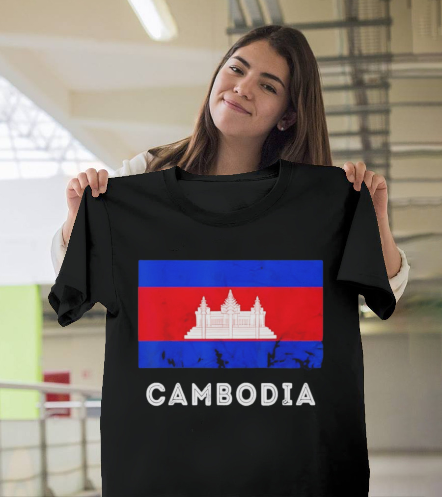 Cambodia Flag With Angkor Wat T-Shirt
