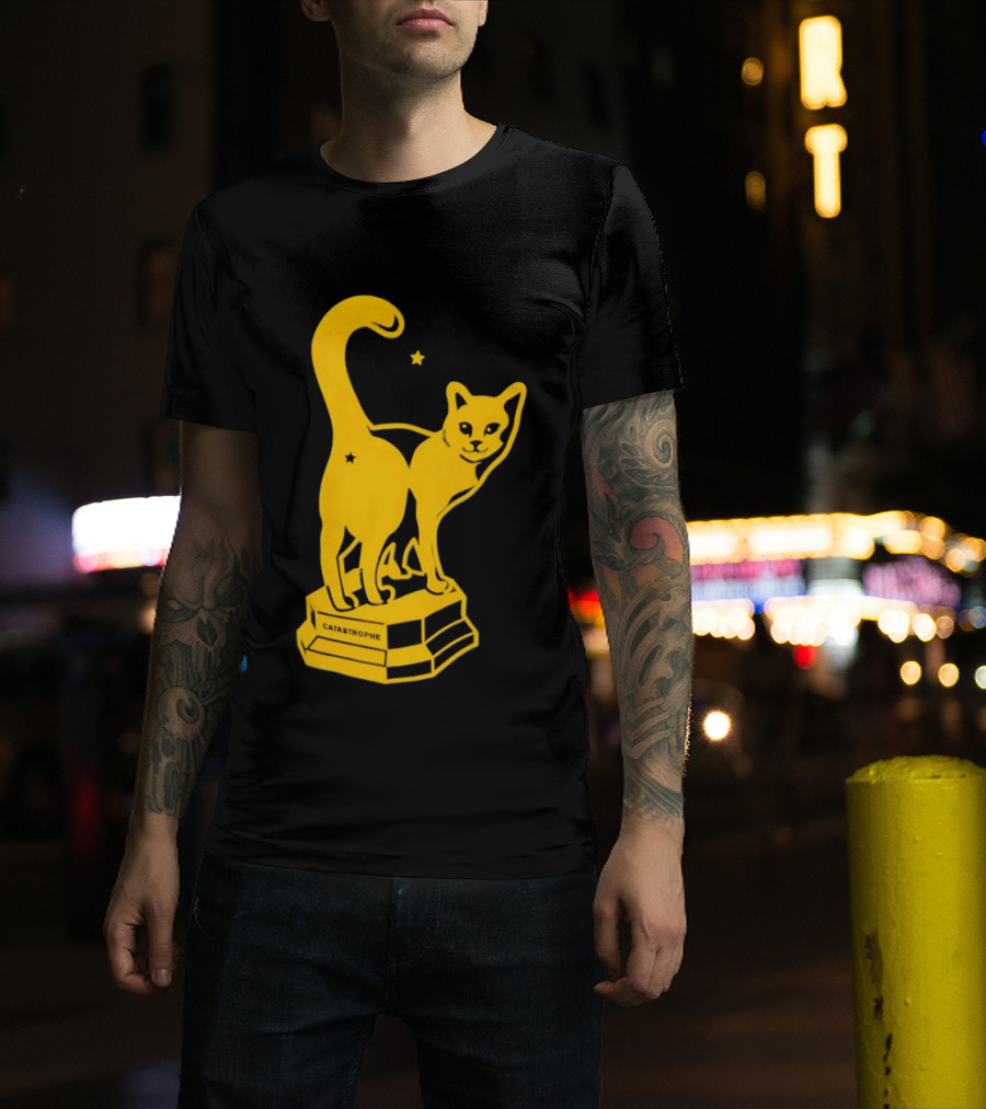 Catastrophe Cat Trophy Black Yellow Star Award T-Shirt