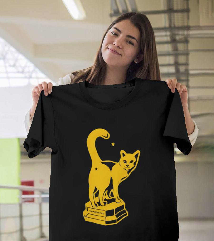 Catastrophe Cat Trophy Black Yellow Star Award T-Shirt