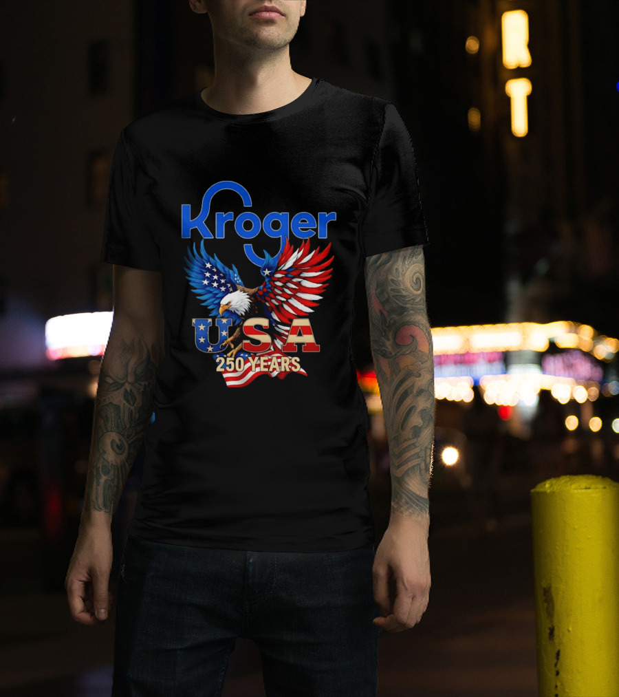 Kroger Eagle USA 250 Years American Flag T-Shirt