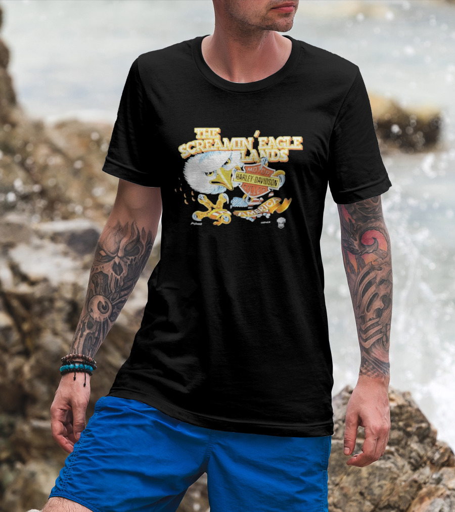 The Screamin' Eagle Lands Harley Davidson Motor Cycles America T-Shirt