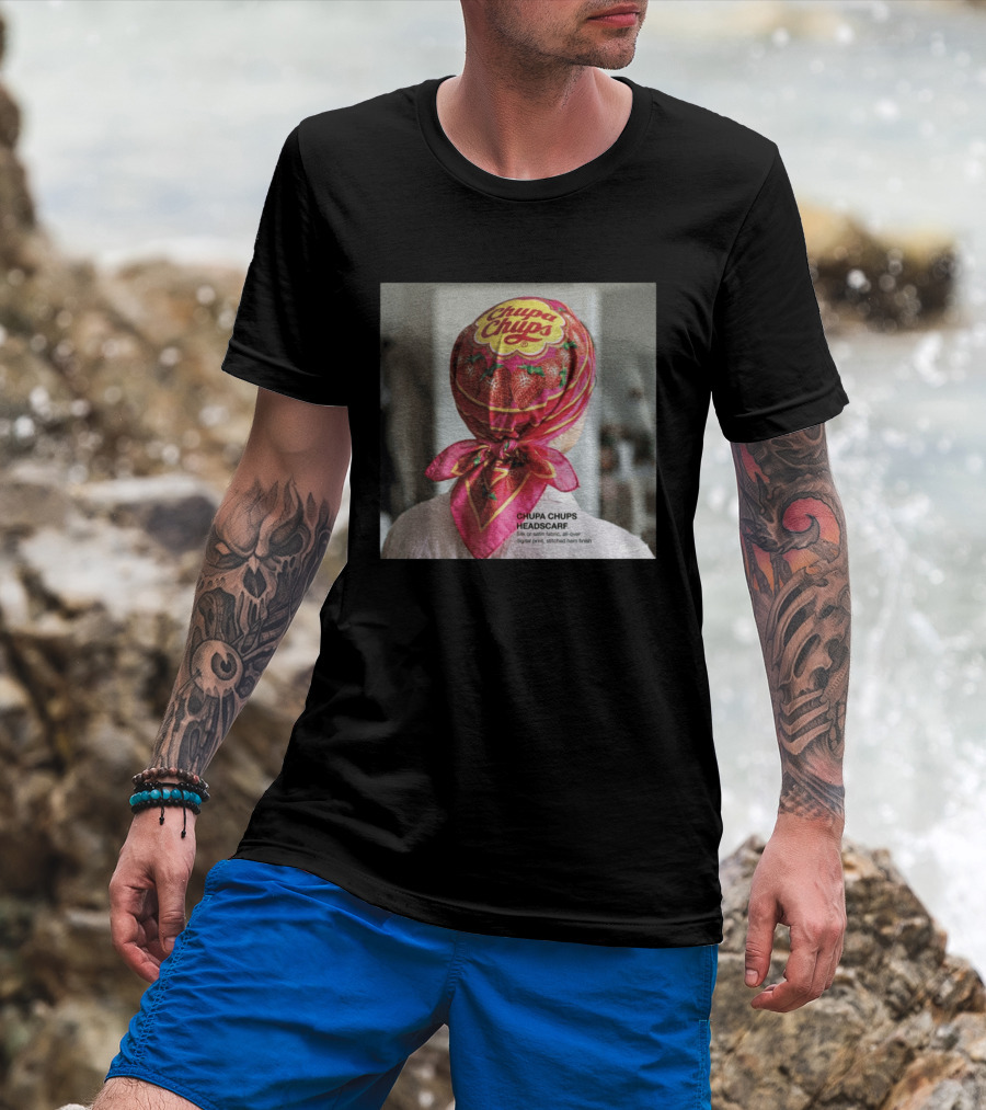 Chupa Chups Headscarf Strawberries Silk Satin Digital Print T-Shirt