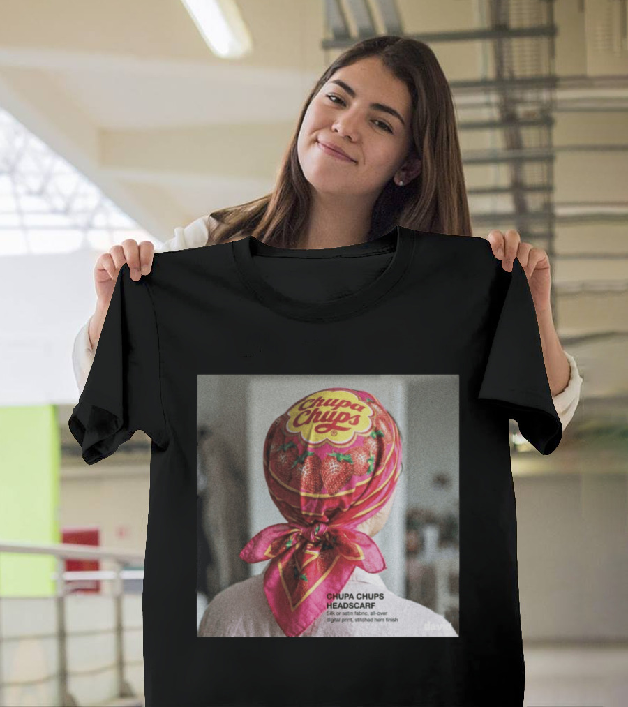 Chupa Chups Headscarf Strawberries Silk Satin Digital Print T-Shirt