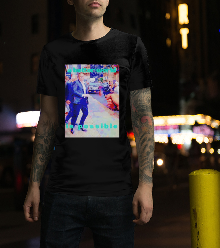 Elon Musk A Better World Is Possible Urban Street Scene T-Shirt