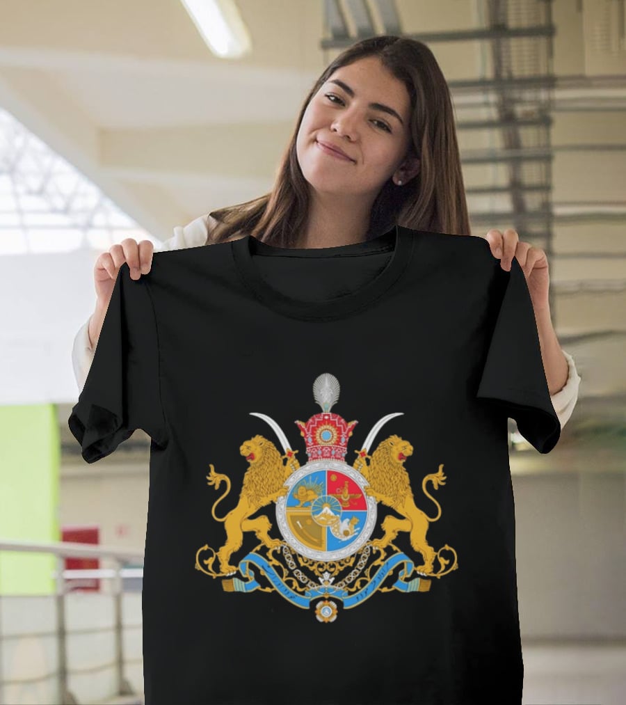 Imperial Lion And Crown Emblem Of Iran Dual Sword Legacy T-Shirt