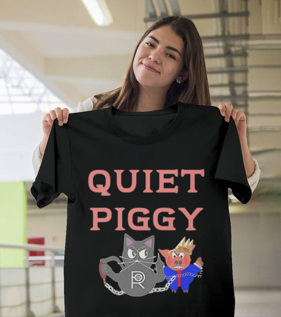 Quiet Piggy Cat Icon With Crowned Pig T-Shirt