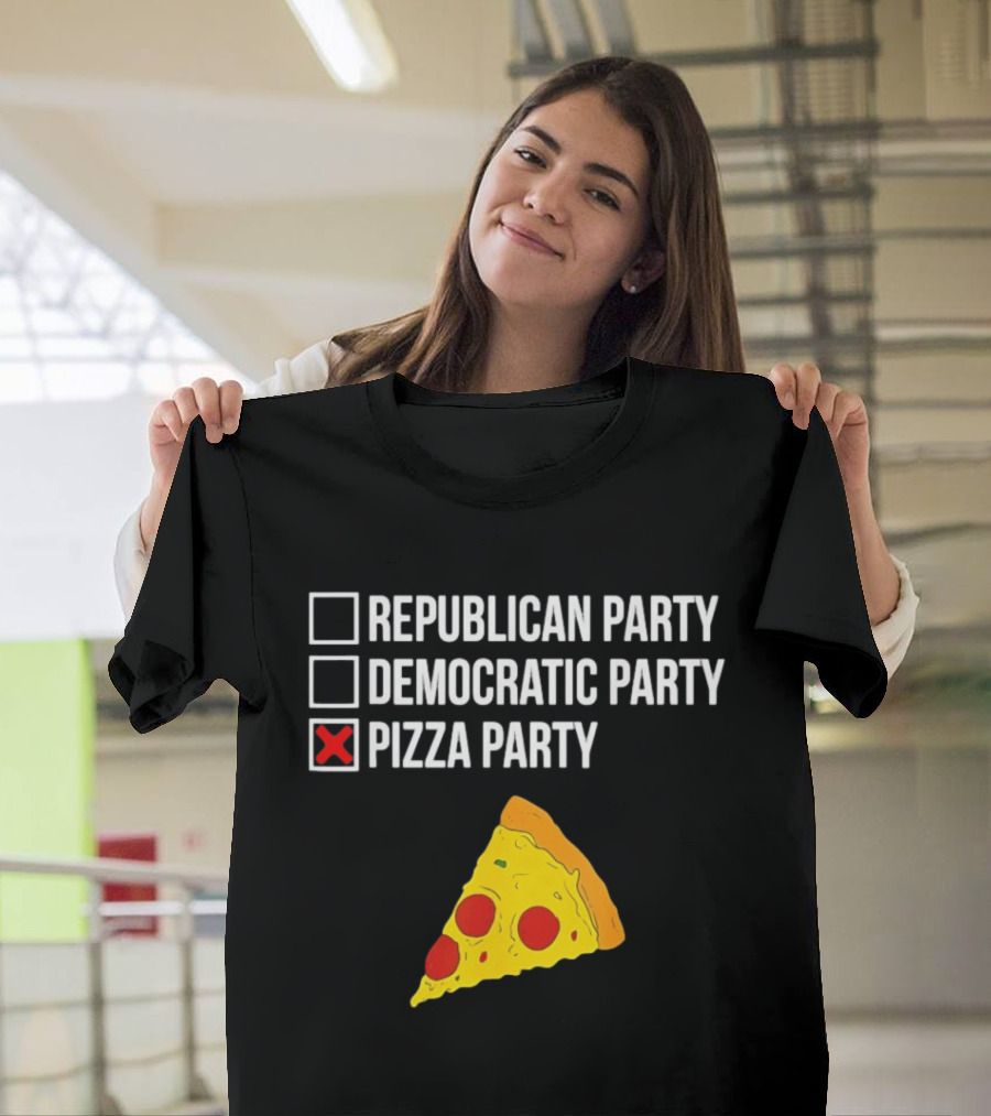 Republican Party Democratic Party Pizza Party Funny Pizza Slice Voter Humor T-Shirt