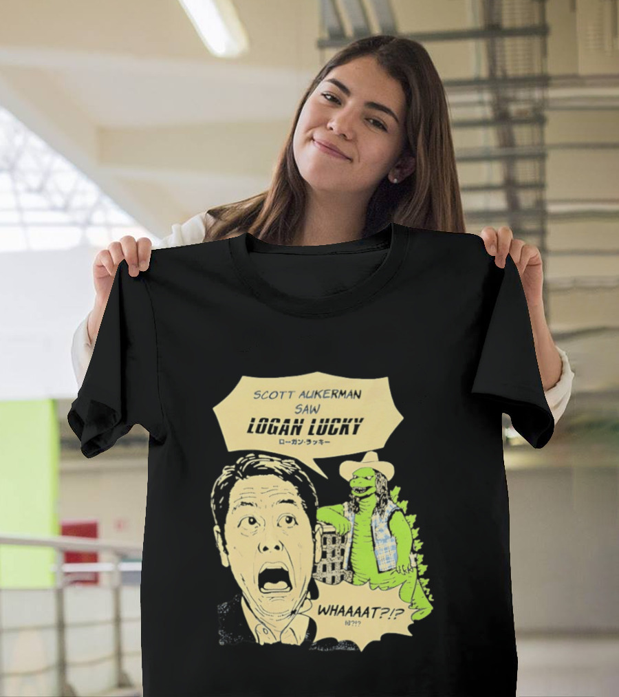 Scott Aukerman Saw Logan Lucky Japanese Text Surprised Face Monster WHAAAT?!? T-Shirt