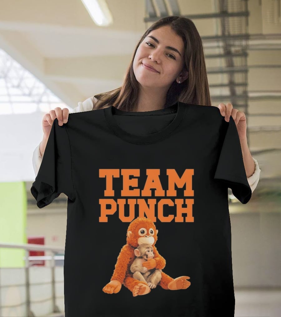 Team Punch Monkey Hugging Plush Toy T-Shirt