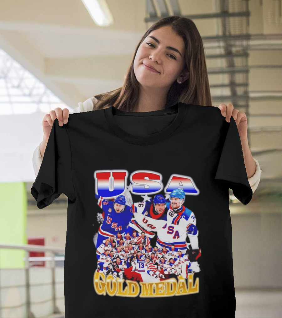 USA Gold Medal Team Vintage Bootleg Throwback T-Shirt