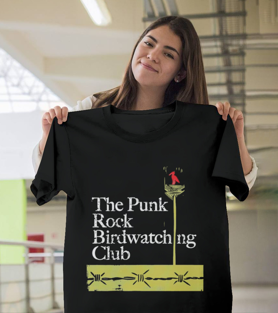 The Punk Rock Bird Ing Club Red Bird Perched On Column T-Shirt